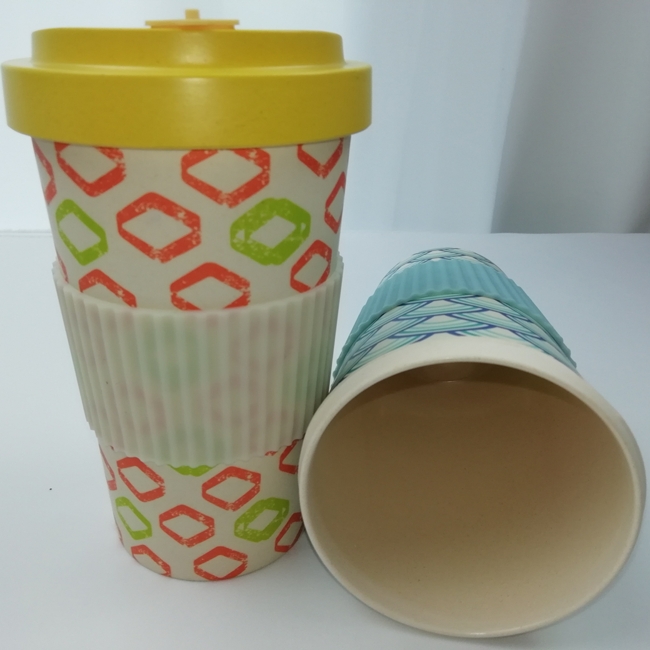 Biodegradable Eco Bamboo Fiber Cups With Lid 590ml